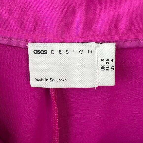 ASOS Pink Dress Pant Pleated High Waisted Wide Leg Casual Formal Business Size 4 - Picture 6 of 8